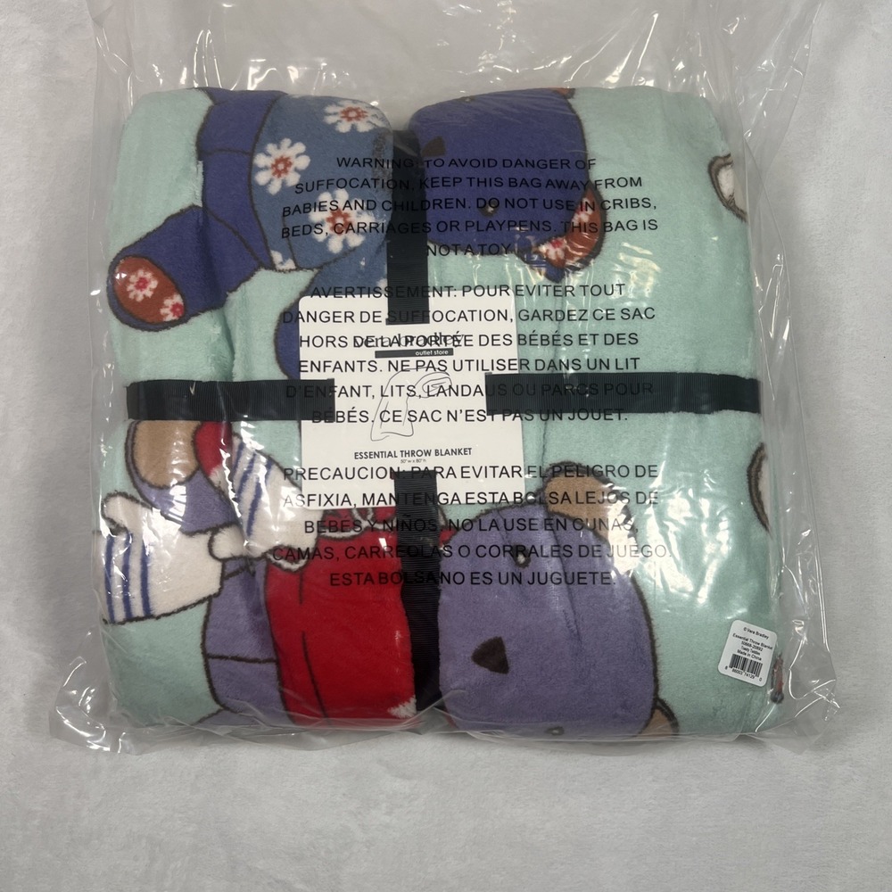 Vera Bradley Essential Throw Blanket Toasty Teddies Fleece 80" x 50" Bears NWT